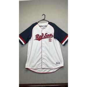 Boston Red Sox Baseball Jersey Mens 2XL White Blue MLB Baseball Button Front‎